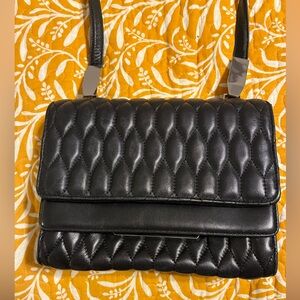 THEYSKENS’ THEORY BLACK SARA ACAP QUILTED LEATHER CROSSBODY BAG